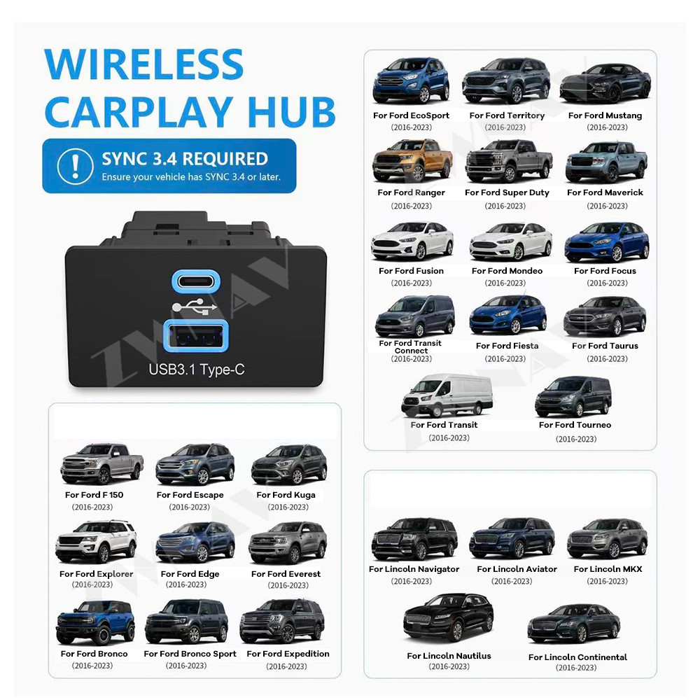 Usb Hub - Bezprzewodowy adapter CarPlay i Android Auto